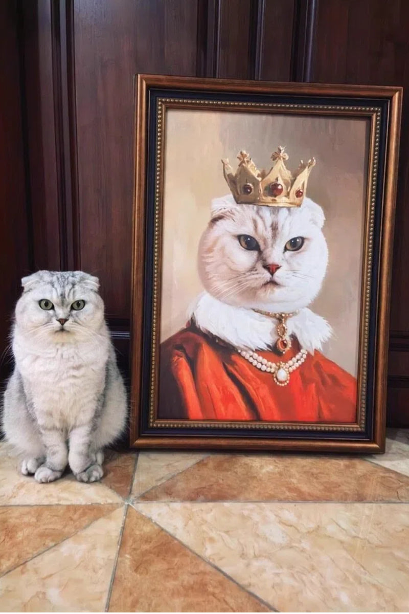 The Royal in Crimson- Custom Pet King Portrait