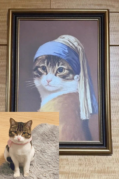 Girl with a Pearl Earring-Custom Pet Portrait