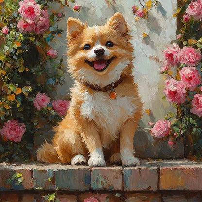 Wall of Roses- Custom Pet Portrait