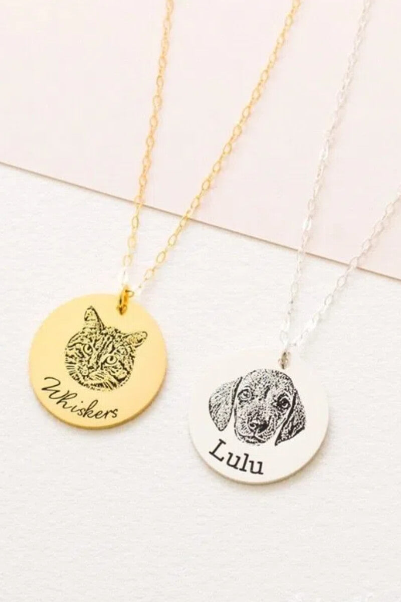 Custom Engraved Pet Portrait Necklace