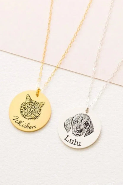 Custom Engraved Pet Portrait Necklace