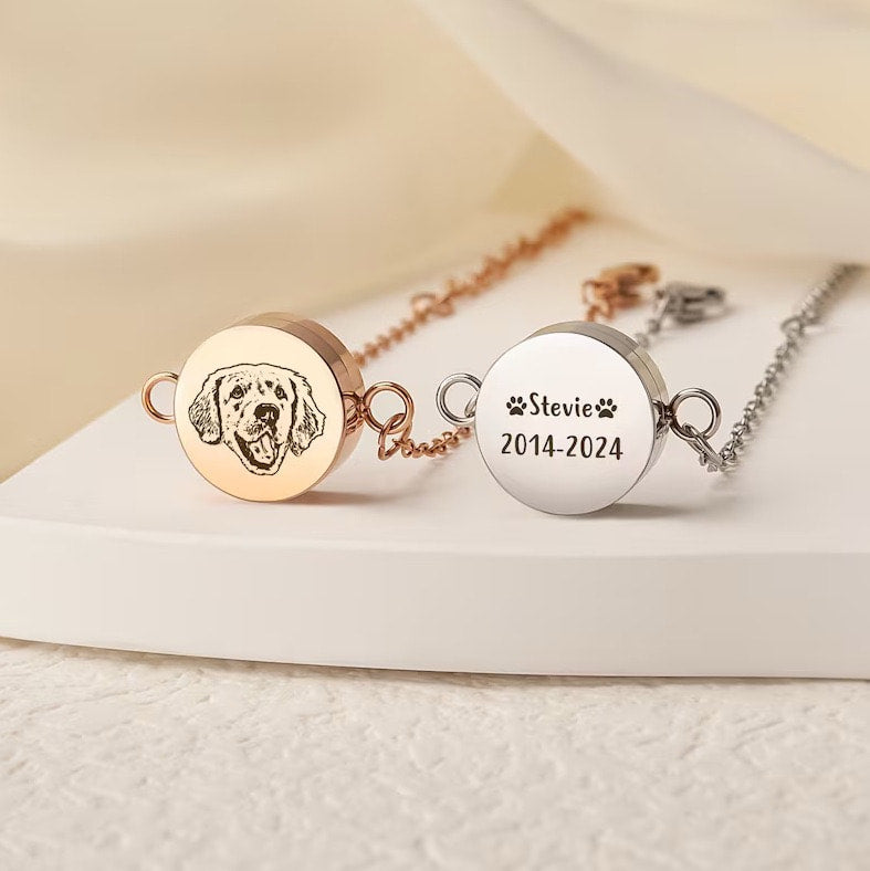 Custom Engraved Pet Photo Bracelet-Pet Hair Keepsake Bracelet