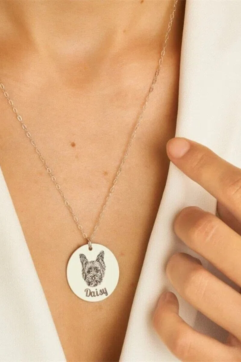 Custom Engraved Pet Portrait Necklace