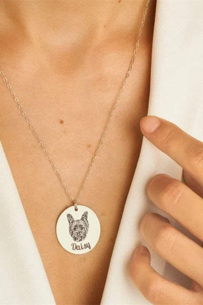 Custom Engraved Pet Portrait Necklace
