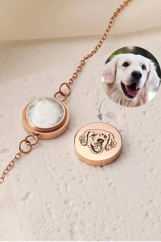 Custom Engraved Pet Photo Bracelet-Pet Hair Keepsake Bracelet