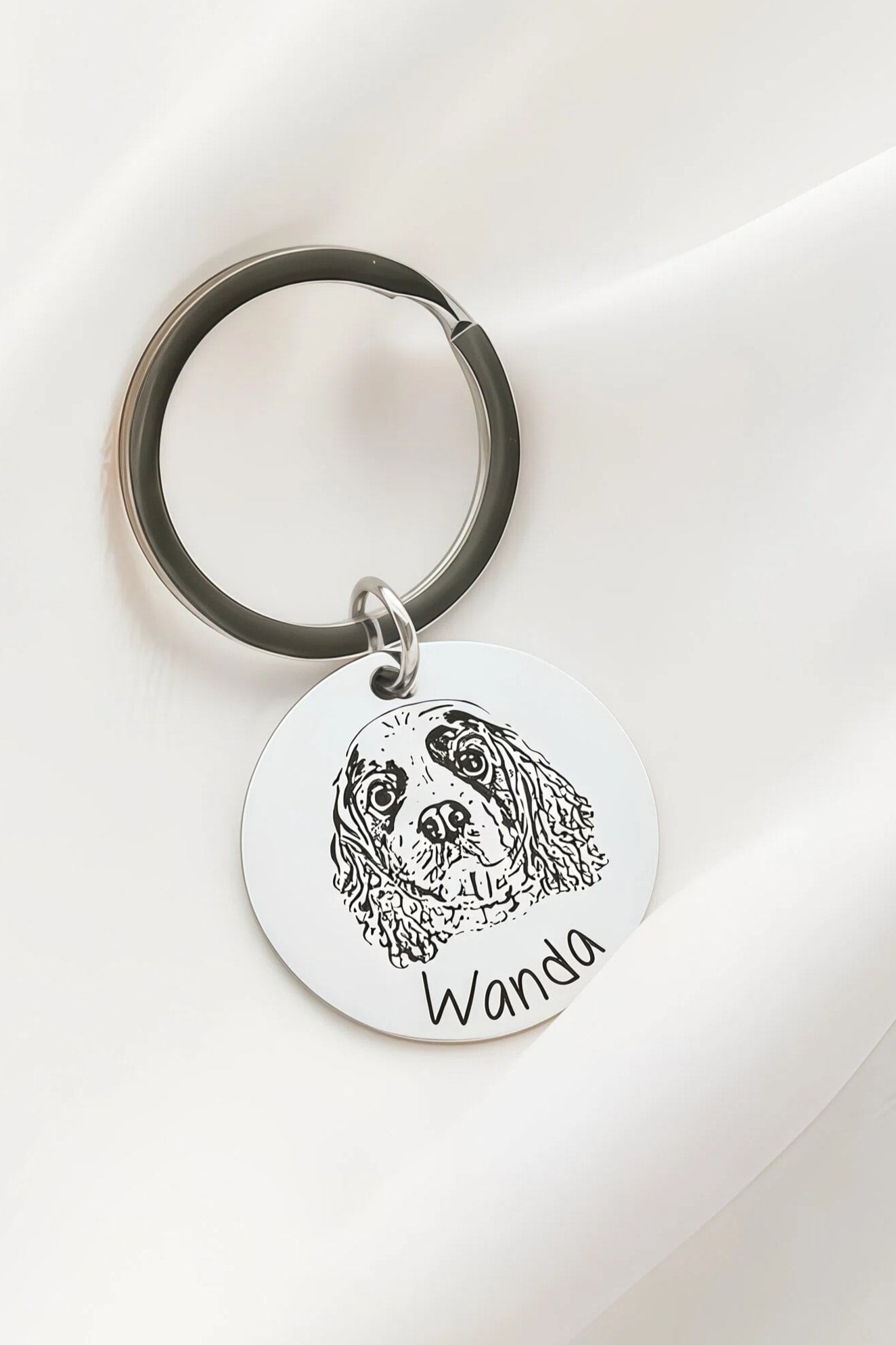 Custom Engraved Pet Portrait Keychain