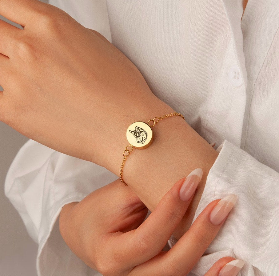 Custom Engraved Pet Photo Bracelet-Pet Hair Keepsake Bracelet