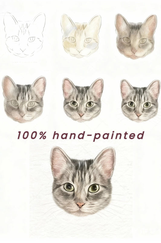 Custom pet portrait-100% Hand-Painted(Colored Pencil Style)