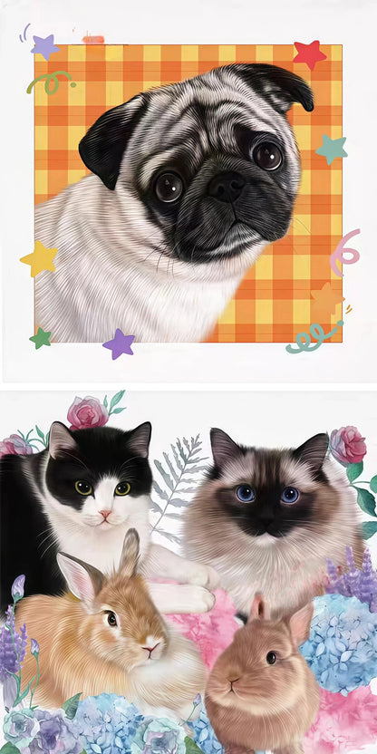 Custom pet portrait-100% Hand-Painted(Colored Pencil Style)