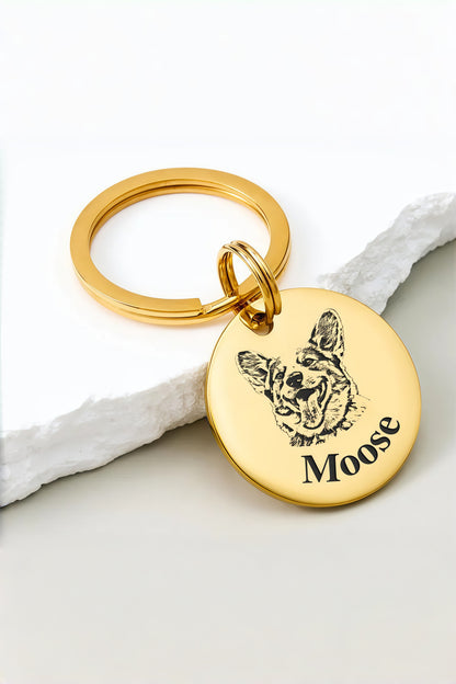 Custom Engraved Pet Portrait Keychain