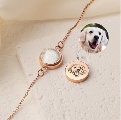 Custom Engraved Pet Photo Bracelet-Pet Hair Keepsake Bracelet