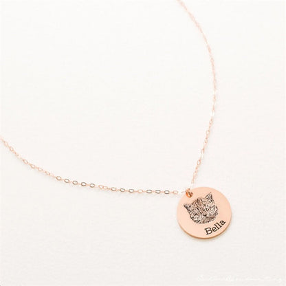 Custom Engraved Pet Portrait Necklace