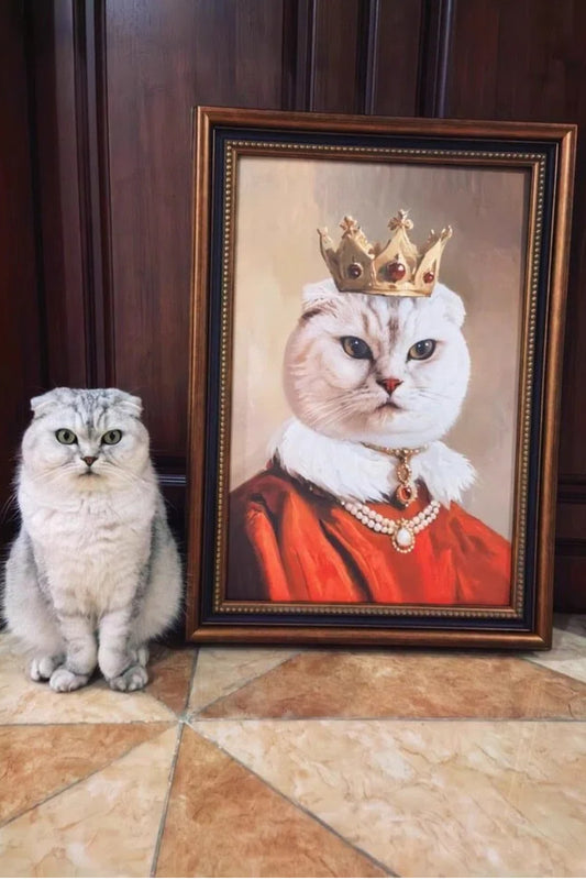 The Royal in Crimson- Custom Pet King Portrait