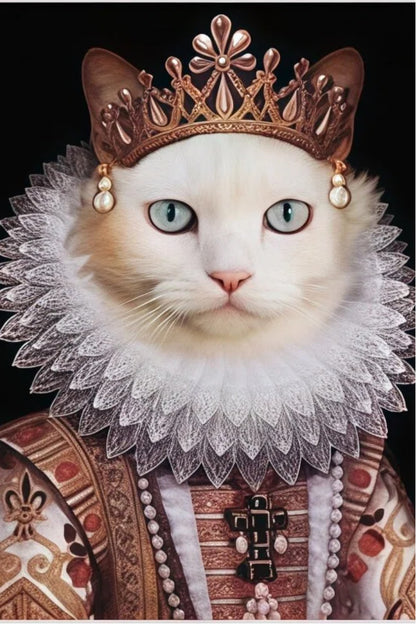 The Pearled Queen- Custom Pet Queen Portrait